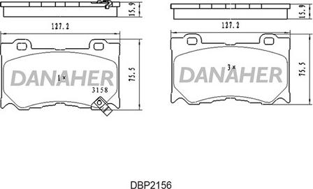Danaher DBP2156 - Тормозные колодки, дисковые, комплект autospares.lv