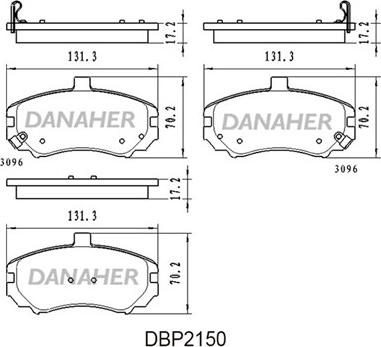 Danaher DBP2150 - Тормозные колодки, дисковые, комплект autospares.lv