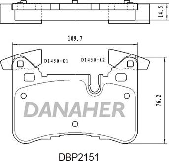 Danaher DBP2151 - Тормозные колодки, дисковые, комплект autospares.lv