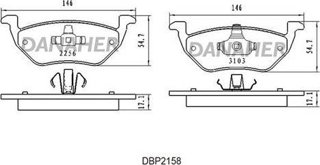 Danaher DBP2158 - Тормозные колодки, дисковые, комплект autospares.lv