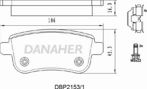 Danaher DBP2153/1 - Тормозные колодки, дисковые, комплект autospares.lv