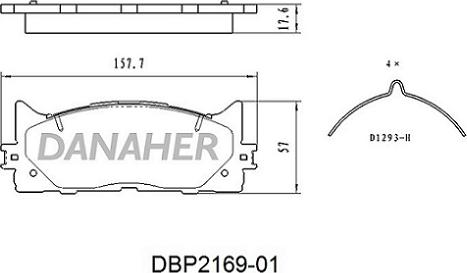 Danaher DBP2169-01 - Тормозные колодки, дисковые, комплект autospares.lv