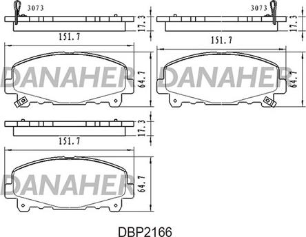 Danaher DBP2166 - Тормозные колодки, дисковые, комплект autospares.lv