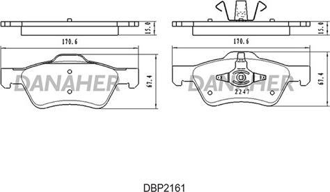 Danaher DBP2161 - Тормозные колодки, дисковые, комплект autospares.lv