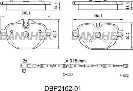 Danaher DBP2162-01 - Тормозные колодки, дисковые, комплект autospares.lv