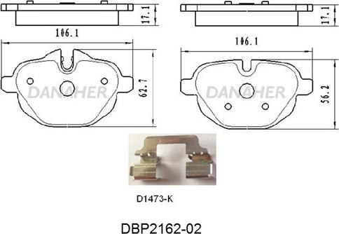 Danaher DBP2162-02 - Тормозные колодки, дисковые, комплект autospares.lv