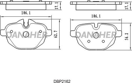 Danaher DBP2162 - Тормозные колодки, дисковые, комплект autospares.lv