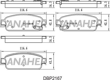 Danaher DBP2167 - Тормозные колодки, дисковые, комплект autospares.lv