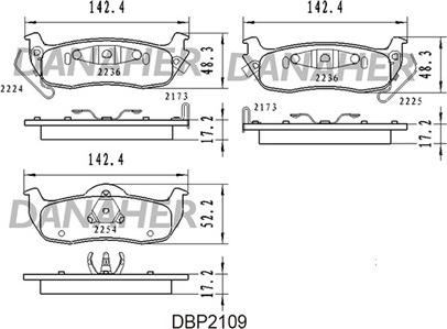 Danaher DBP2109 - Тормозные колодки, дисковые, комплект autospares.lv