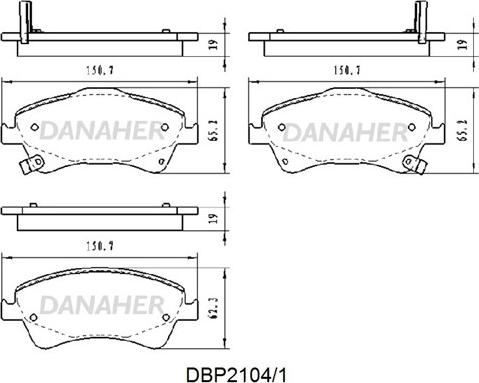 Danaher DBP2104/1 - Тормозные колодки, дисковые, комплект autospares.lv