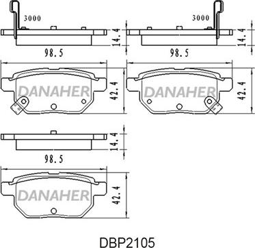 Danaher DBP2105 - Тормозные колодки, дисковые, комплект autospares.lv