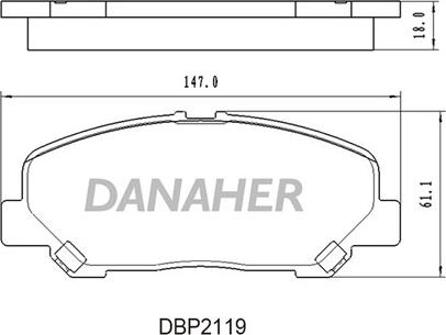 Danaher DBP2119 - Тормозные колодки, дисковые, комплект autospares.lv