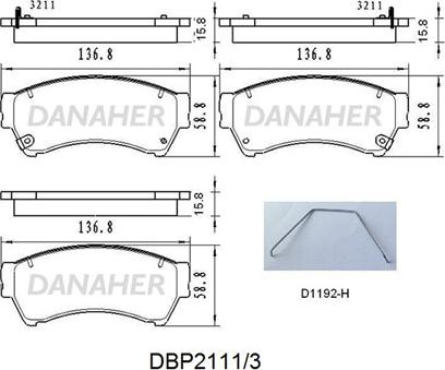 Danaher DBP2111/3 - Тормозные колодки, дисковые, комплект autospares.lv