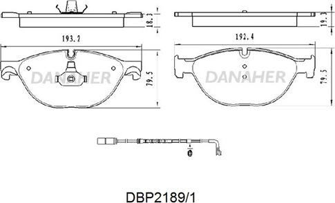 Danaher DBP2189/1 - Тормозные колодки, дисковые, комплект autospares.lv