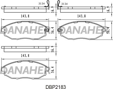 Danaher DBP2183 - Тормозные колодки, дисковые, комплект autospares.lv