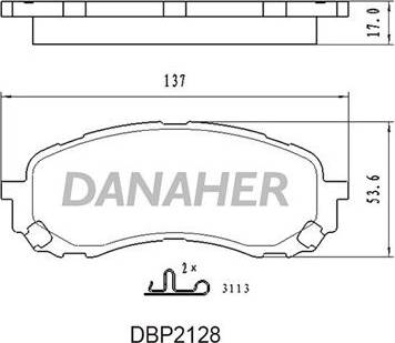 Danaher DBP2128 - Тормозные колодки, дисковые, комплект autospares.lv