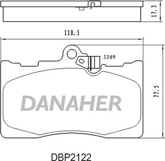 Danaher DBP2122 - Тормозные колодки, дисковые, комплект autospares.lv