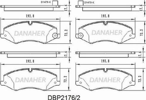 Danaher DBP2176/2 - Тормозные колодки, дисковые, комплект autospares.lv