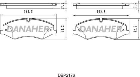 Danaher DBP2176 - Тормозные колодки, дисковые, комплект autospares.lv