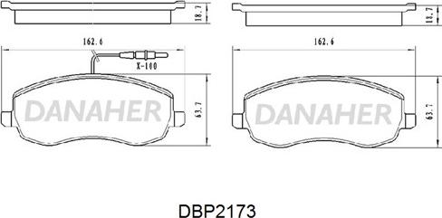 Danaher DBP2173 - Тормозные колодки, дисковые, комплект autospares.lv