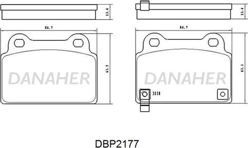 Danaher DBP2177 - Тормозные колодки, дисковые, комплект autospares.lv