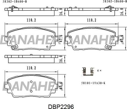 Danaher DBP2296 - Тормозные колодки, дисковые, комплект autospares.lv