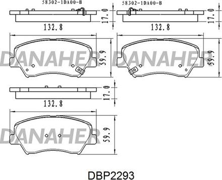 Danaher DBP2293 - Тормозные колодки, дисковые, комплект autospares.lv