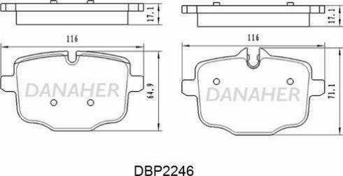 Danaher DBP2246 - Тормозные колодки, дисковые, комплект autospares.lv