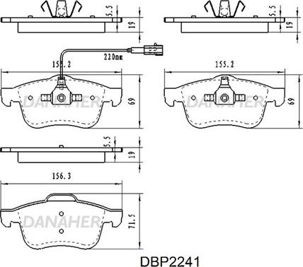 Danaher DBP2241 - Тормозные колодки, дисковые, комплект autospares.lv