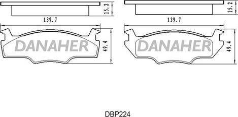 Danaher DBP224 - Тормозные колодки, дисковые, комплект autospares.lv