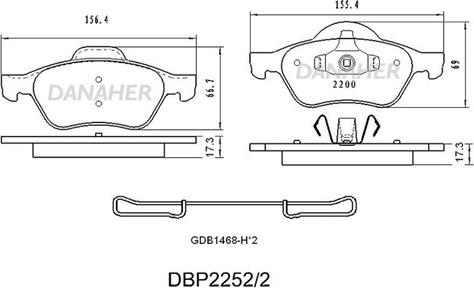 Danaher DBP2252/2 - Тормозные колодки, дисковые, комплект autospares.lv