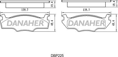 Danaher DBP225 - Тормозные колодки, дисковые, комплект autospares.lv