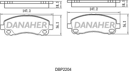 Danaher DBP2204 - Тормозные колодки, дисковые, комплект autospares.lv