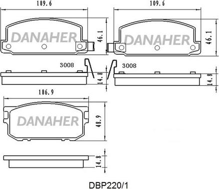 Danaher DBP220/1 - Тормозные колодки, дисковые, комплект autospares.lv