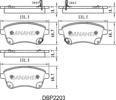 Danaher DBP2203 - Тормозные колодки, дисковые, комплект autospares.lv