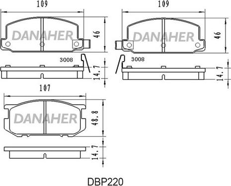 Danaher DBP220 - Тормозные колодки, дисковые, комплект autospares.lv