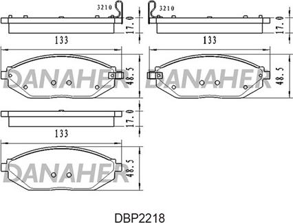 Danaher DBP2218 - Тормозные колодки, дисковые, комплект autospares.lv