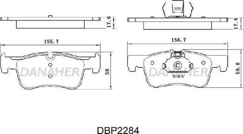 Danaher DBP2284 - Тормозные колодки, дисковые, комплект autospares.lv