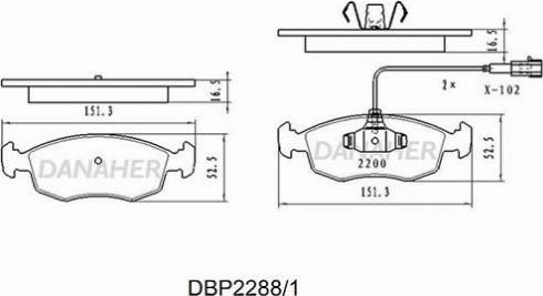 Danaher DBP2288/1 - Тормозные колодки, дисковые, комплект autospares.lv