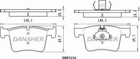 Danaher DBP2234 - Тормозные колодки, дисковые, комплект autospares.lv