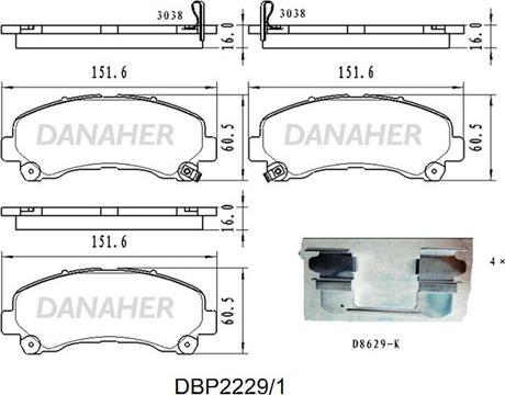 Danaher DBP2229/1 - Тормозные колодки, дисковые, комплект autospares.lv