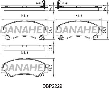 Danaher DBP2229 - Тормозные колодки, дисковые, комплект autospares.lv