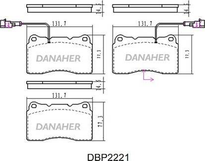 Danaher DBP2221 - Тормозные колодки, дисковые, комплект autospares.lv