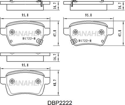 Danaher DBP2222 - Тормозные колодки, дисковые, комплект autospares.lv