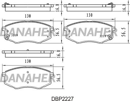 Danaher DBP2227 - Тормозные колодки, дисковые, комплект autospares.lv