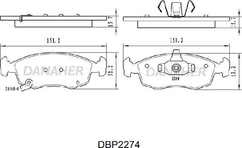 Danaher DBP2274 - Тормозные колодки, дисковые, комплект autospares.lv