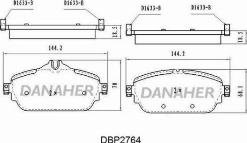 Danaher DBP2764 - Тормозные колодки, дисковые, комплект autospares.lv