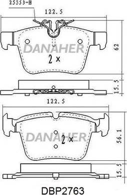 Danaher DBP2763 - Тормозные колодки, дисковые, комплект autospares.lv