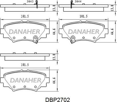 Danaher DBP2702 - Тормозные колодки, дисковые, комплект autospares.lv