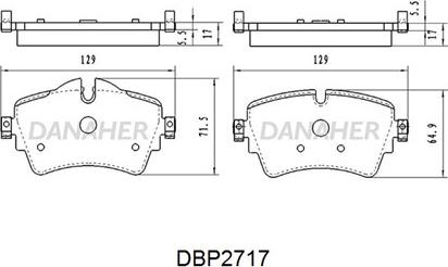 Danaher DBP2717 - Тормозные колодки, дисковые, комплект autospares.lv